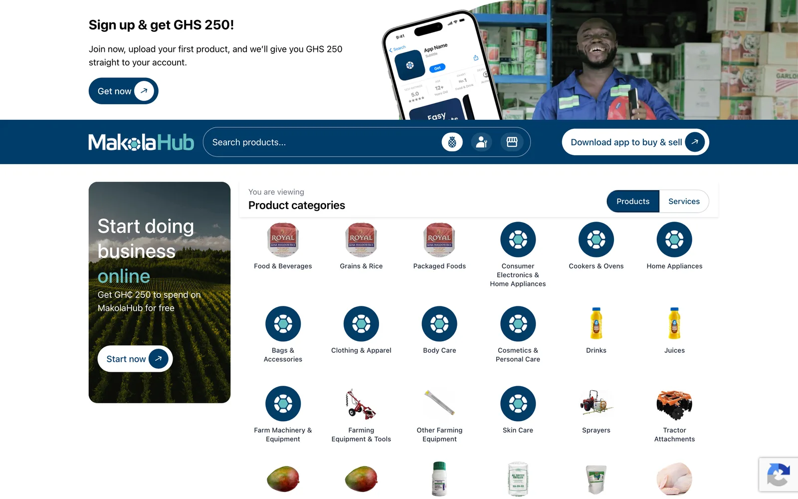 MakolaHub marketplace homepage